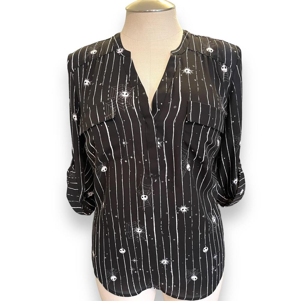 Torrid 1 (1X) Disney Nightmare Before Christmas Jack Georgette Harper‎ Blouse